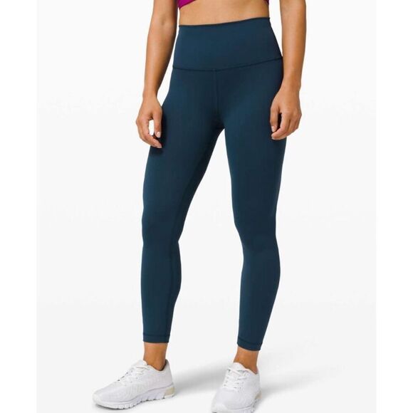 Lululemon Wunder Train HR Logo Embossed Tights in Submarine Size 2 - Picture 1 of 11